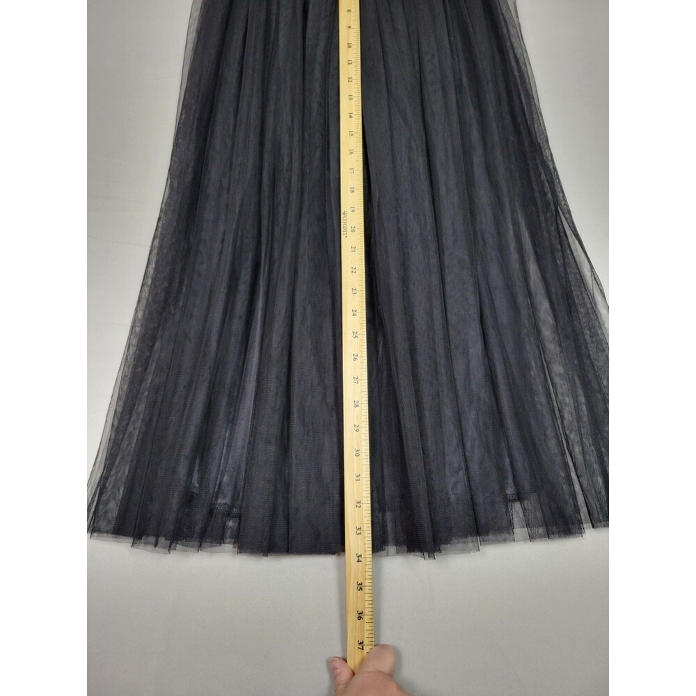 Womens Black Tulle Long Midi Skirt Sz Large Pull On Dark Fairy Grunge Whimsical - Picture 7 of 10
